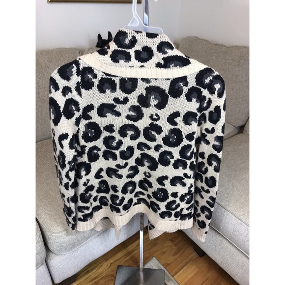 womens cheetah print Knit Long Sleeve Waterfall Cardigan Medium Open Front - Picture 9 of 9